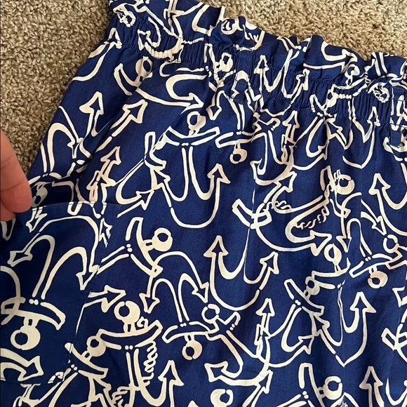 Lilly Pulitzer Blue Anchor Skirt Small Elastic Waist Pockets Coastal Nautical - Picture 11 of 16